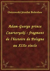 : Adam-George prince Czartoryski : fragment de l'histoire de Pologne au XIXe siecle - ebook